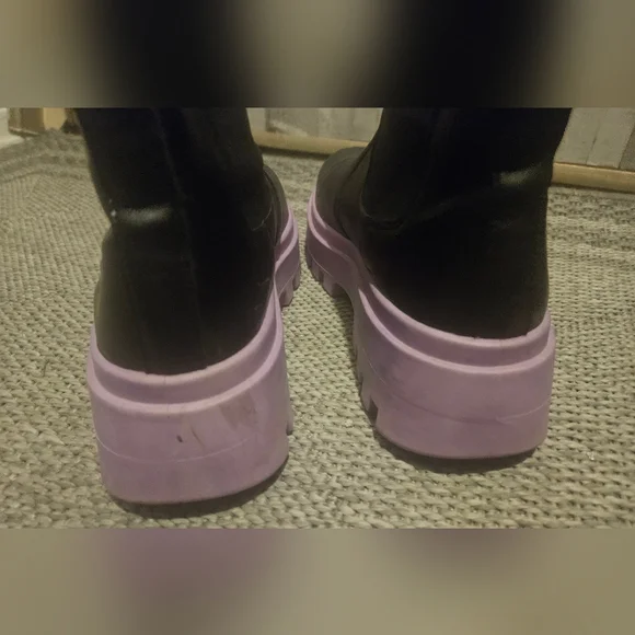Simons Made In Italy Colourblock Chelsea Platform Purple/Black Boots - Picture 7 of 9